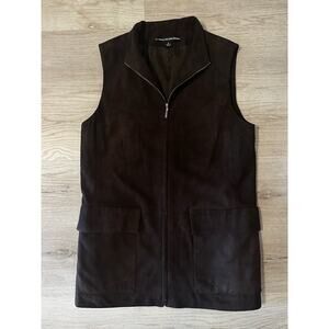 Vintage Company Ellen Tracy real leather suede vest chocolate brown size 6